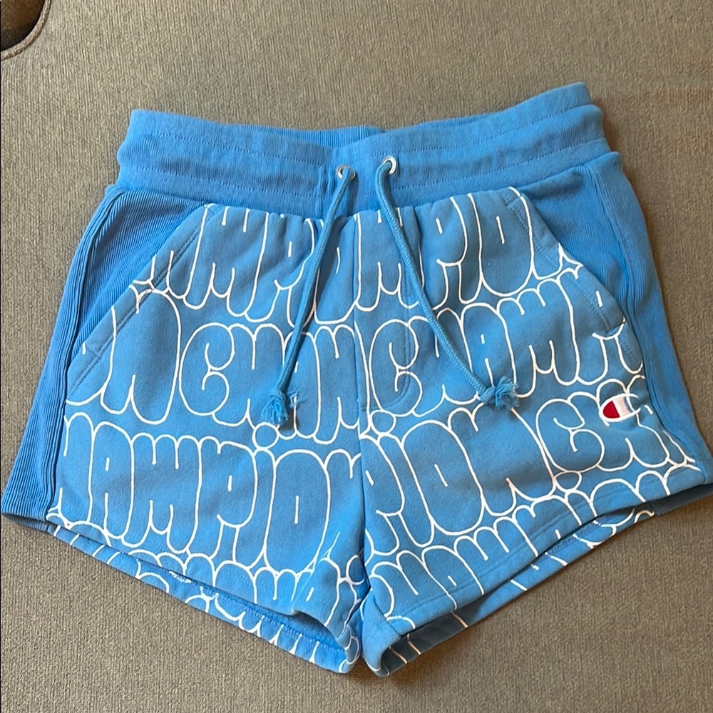 Champion bubble letter logo shorts